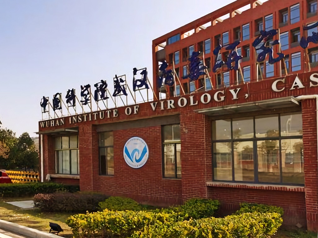 Entrance sign for the Wuhan Institute of Virology in Wuhan, China.