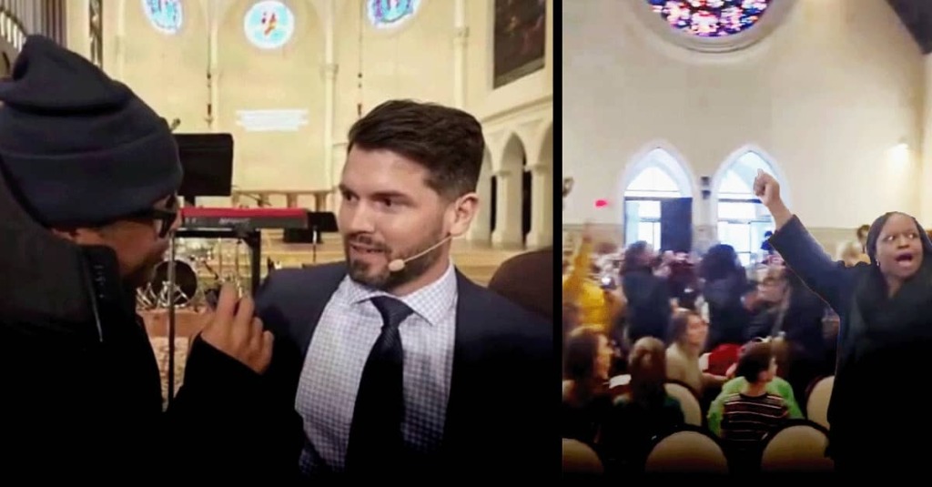 Don Lemon is seen interrogating a visibly upset Pastor Jonathan Parnell as left-wing activists from Black Lives Matter and the Racial Justice Network surround his church's congregants, including children and elderly women, pump their fists, and yell at them.
