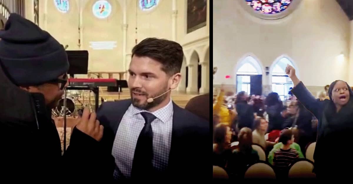 Don Lemon is seen interrogating a visibly upset Pastor Jonathan Parnell as left-wing activists from Black Lives Matter and the Racial Justice Network surround his church's congregants, including children and elderly women, pump their fists, and yell at them.