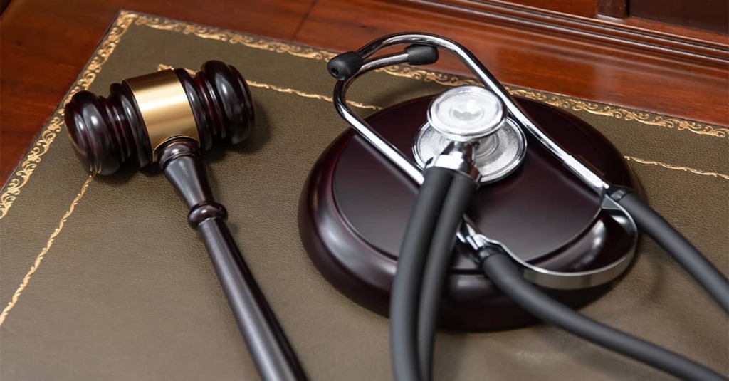 A stethoscope and a gavel