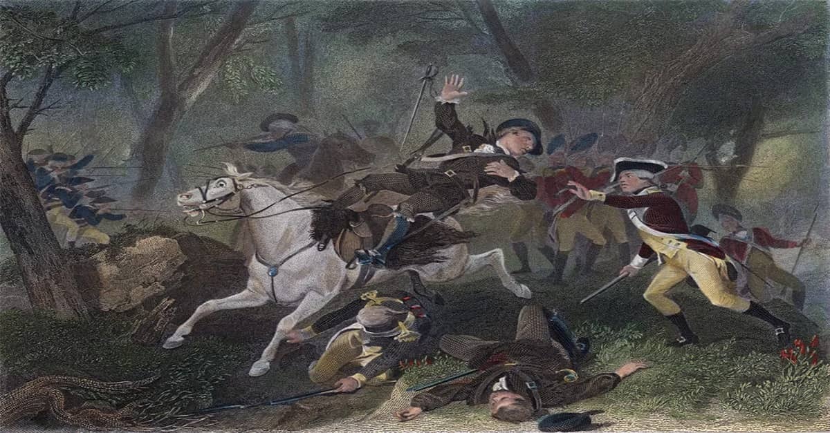 The painting known as "The Death of Major Patrick Ferguson" at the Battle of Kings Mountain by Alonzo Chappel.
