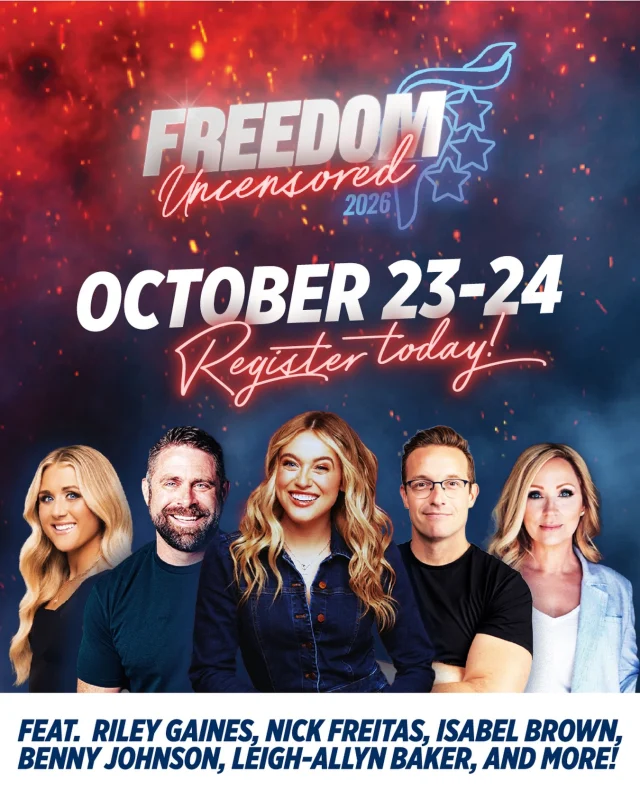 Freedom Uncensored is back! Join us @libertyuniversity October 23–24.

Featuring Riley Gaines, Nick Freitas, Benny Johnson, Isabel Brown, Leigh Allyn Baker, and many more! this is a lineup you won’t want to miss!

Grab your tickets now and lock in early bird pricing at the link in our bio.