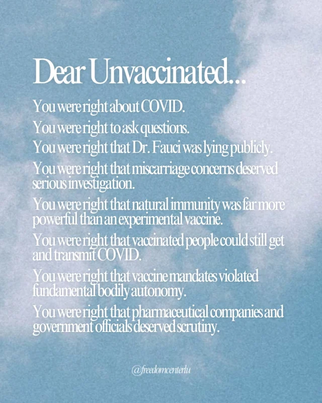 Choosing to get the vaccine was a personal decision. So was choosing not to.

This isn’t about attacking people who got vaccinated. But if you demonized those who didn’t, a little humility and an apology would go a long way as more of the COVID-era “science” is being exposed.
